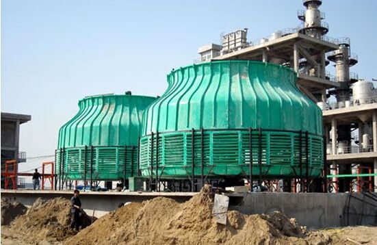 玻璃鋼冷卻塔安裝現場示意圖